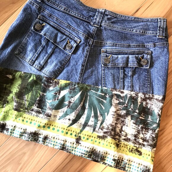 Reworked Denim Mini Skirt, Size 6 (Junior): Upcycled Handmade Boho Jean Skirt - Picture 10 of 11